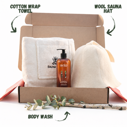 Basic sauna gift set wrapped like a present