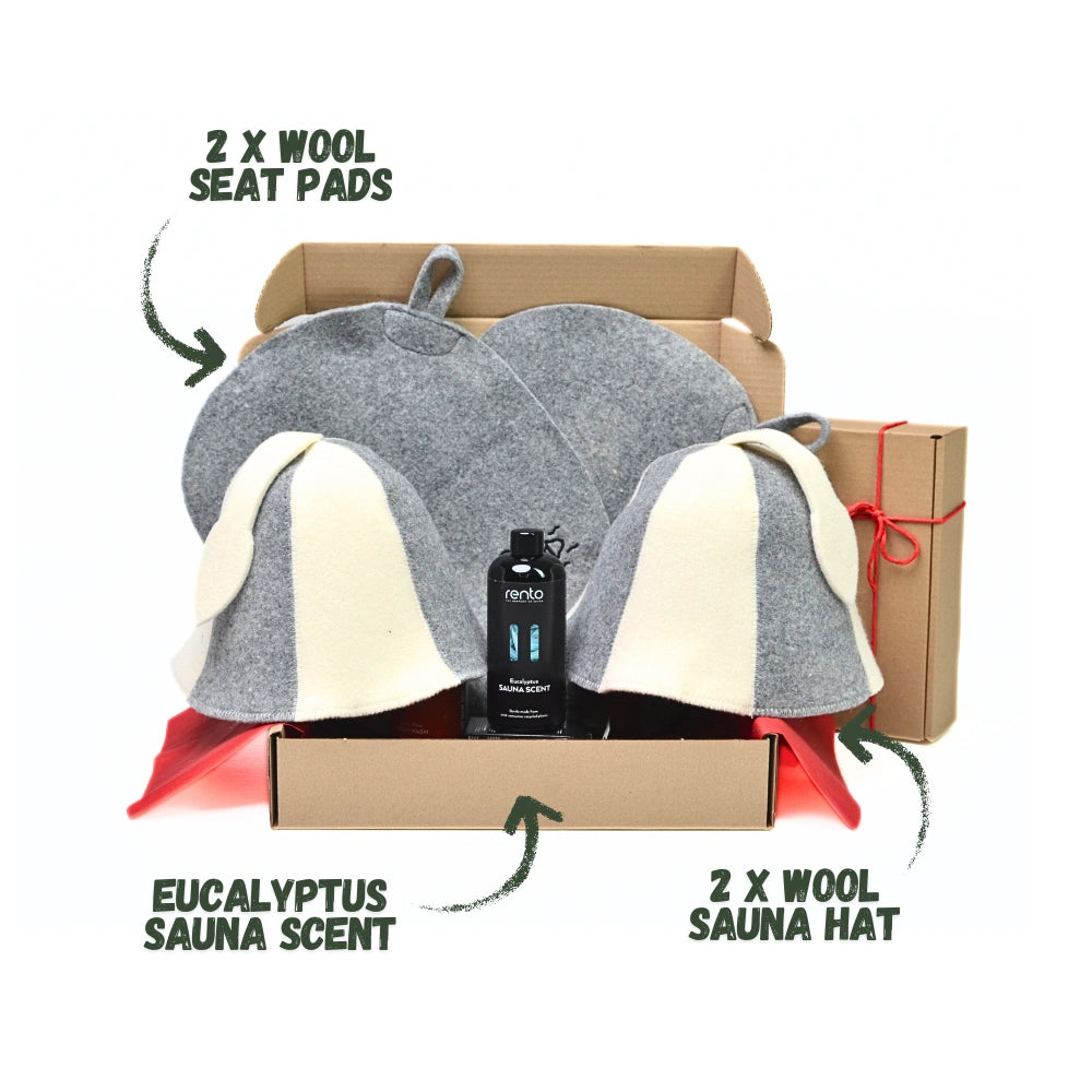 Saunahüte „Saunakönig und -königin“, 100 % Wolle, 2er-Set