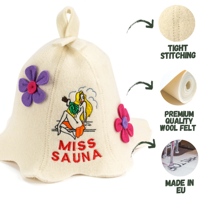 Saunahut 'Miss Sauna' 100% Wolle
