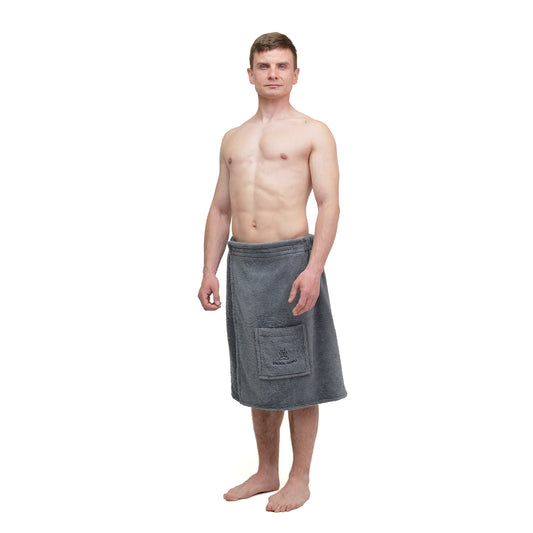 Sauna-Wickeltuch für Herren mit Tasche – 100 % Baumwolle, verstellbare Passform