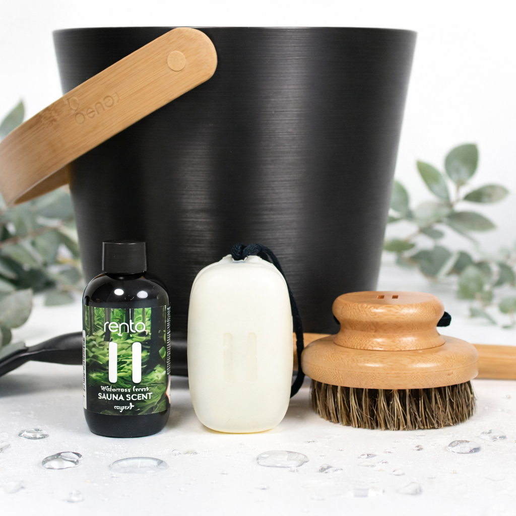 "Rento" Luxus-Sauna-Geschenkset – Braun/Schwarz