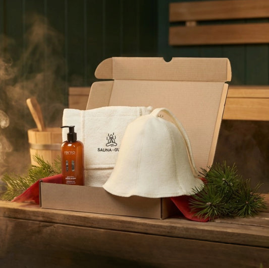 Basic sauna gift set wrapped like a present