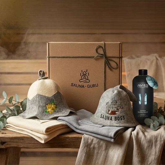 Saunahüte „Saunakönig und -königin“, 100 % Wolle, 2er-Set