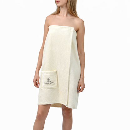 Women’s Sauna Wrap Towel with Pocket – 100% Cotton, Adjustable Fit