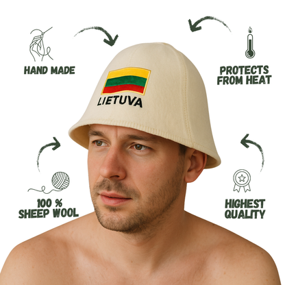 Sauna Hat ‘Lietuva’, 100% Wool