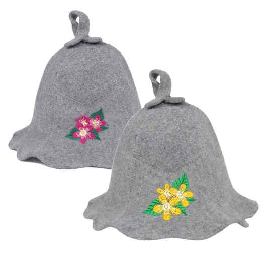 Saunahut 'Blumen' 100% Wolle