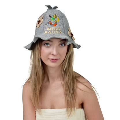 Sauna Hat ‘Miss Sauna’ 100% Wool