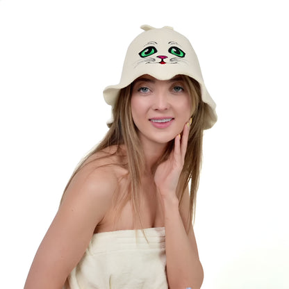Sauna Hat ‘Sauna Kitten’ 100% Wool