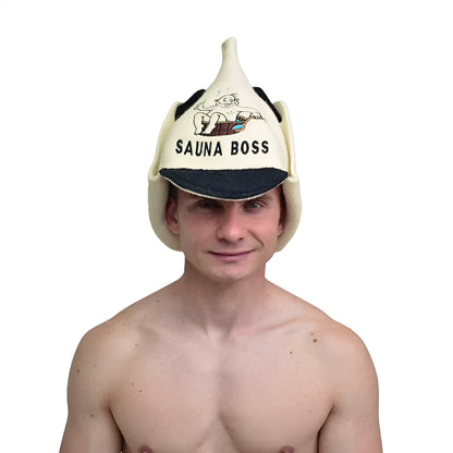 Sauna Hat ‘Sauna Boss’ 100% Wool